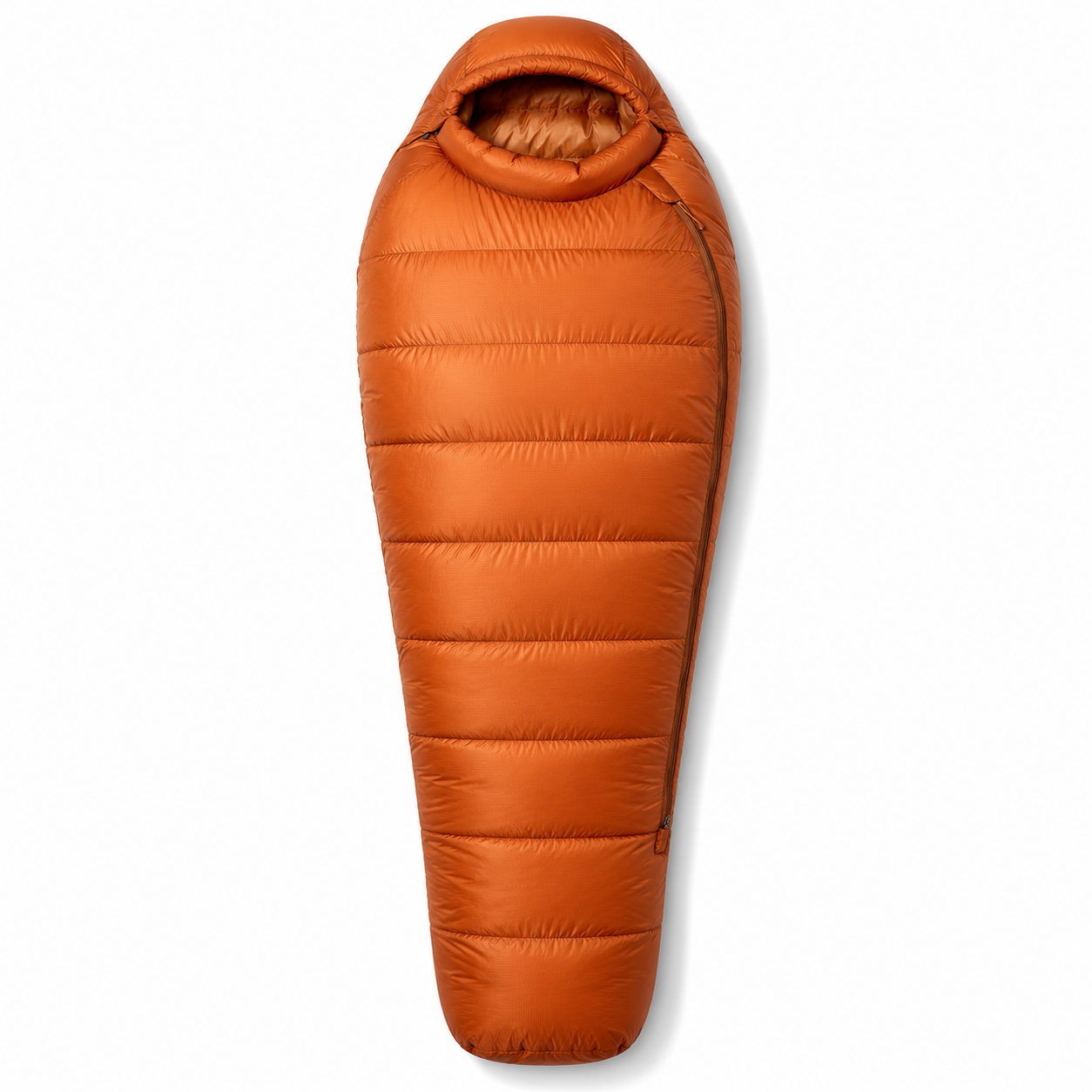 Sac de couchage sarcophage orange cuivre confort 5 °C 215x82 cm