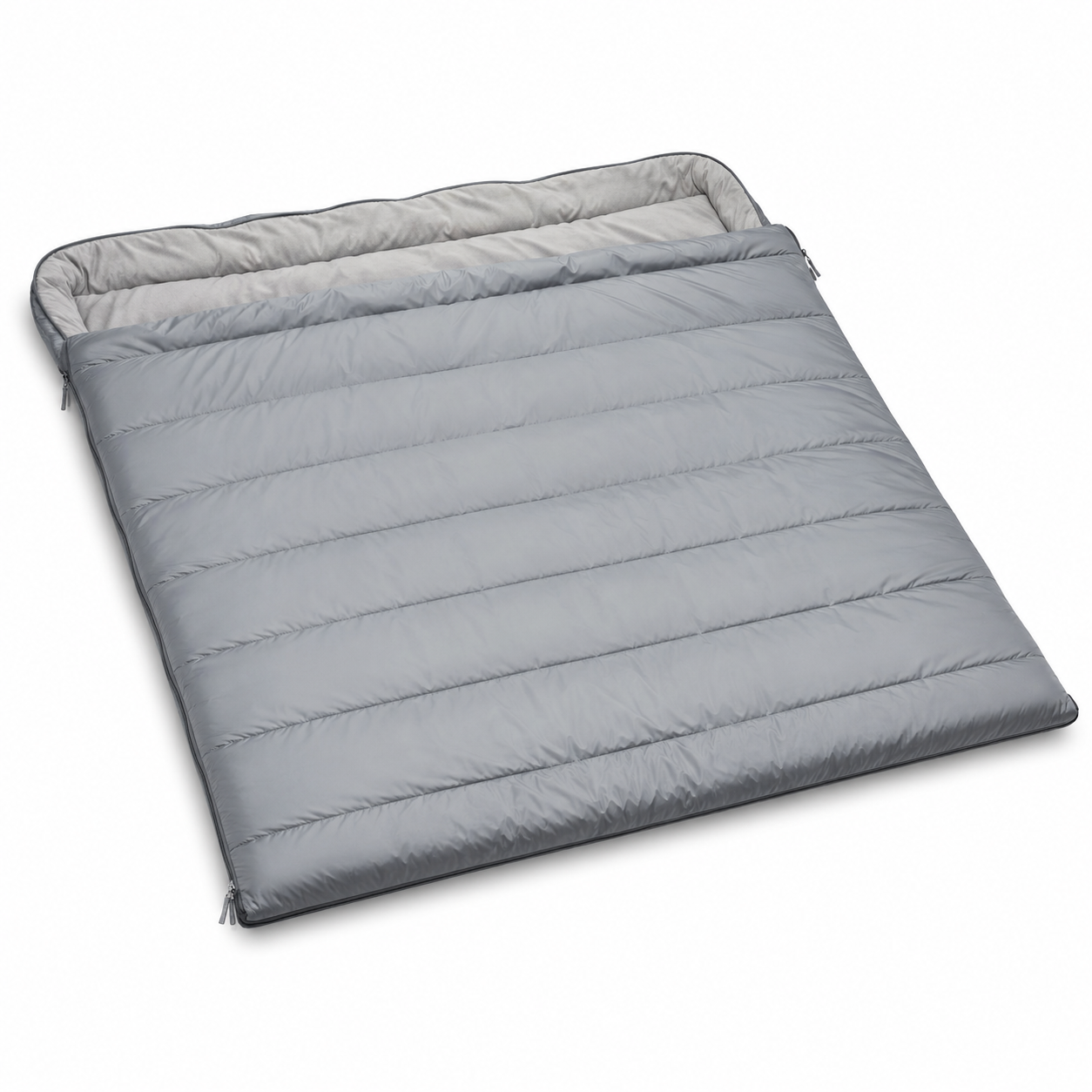 Sac de couchage double gris perle confort 10 °C 220x150 cm