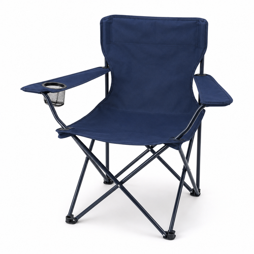 Chaise de camping pliante bleu marine avec accoudoirs 82x52x52 cm