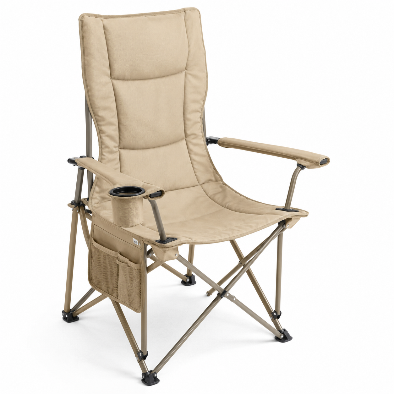 Fauteuil de camping à dossier haut beige sable 96x58x68 cm