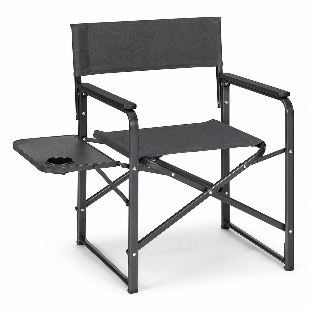 Chaise de réalisateur anthracite avec tablette latérale 88x60x50 cm