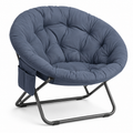 Fauteuil lune bleu ardoise rembourré 85x78x55 cm