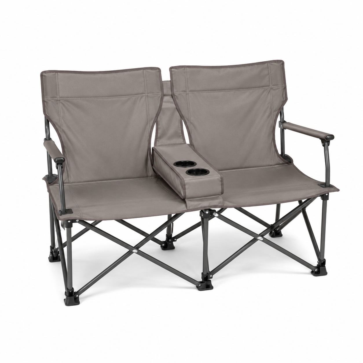 Banquette de camping double gris taupe 88x110x55 cm
