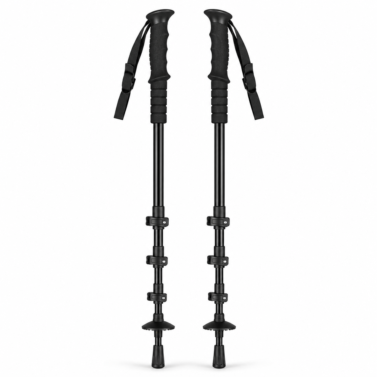 Paire de bâtons de randonnée télescopiques en aluminium noir 65-135 cm poignées EVA
