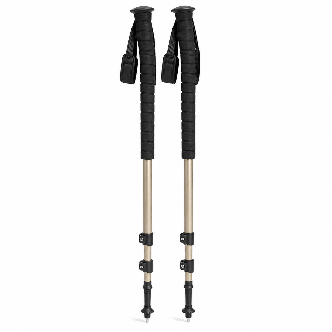 Paire de bâtons de trekking beige sable 70-140 cm longues poignées EVA