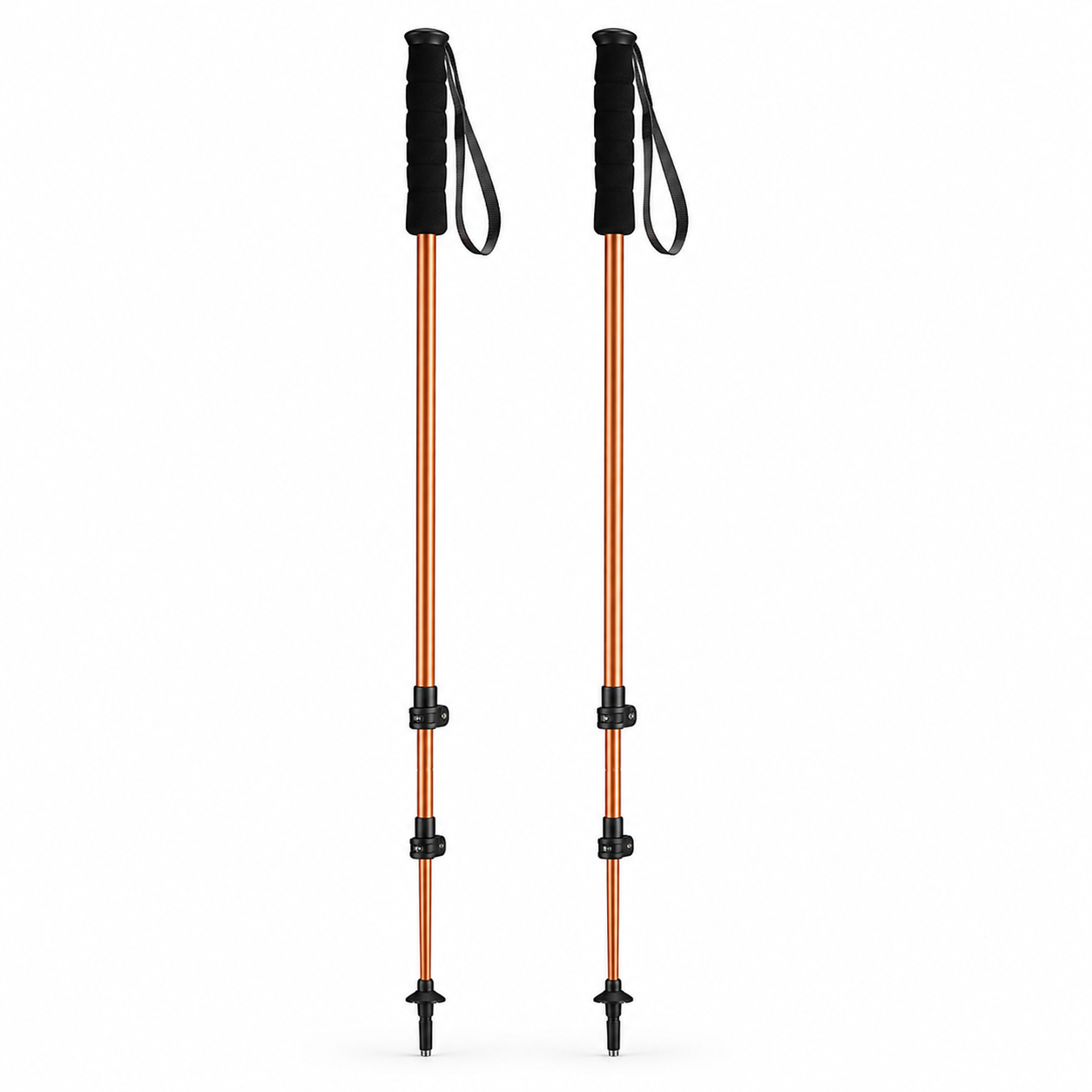 Paire de bâtons de randonnée ultralégers orange cuivre 100-120 cm trois brins