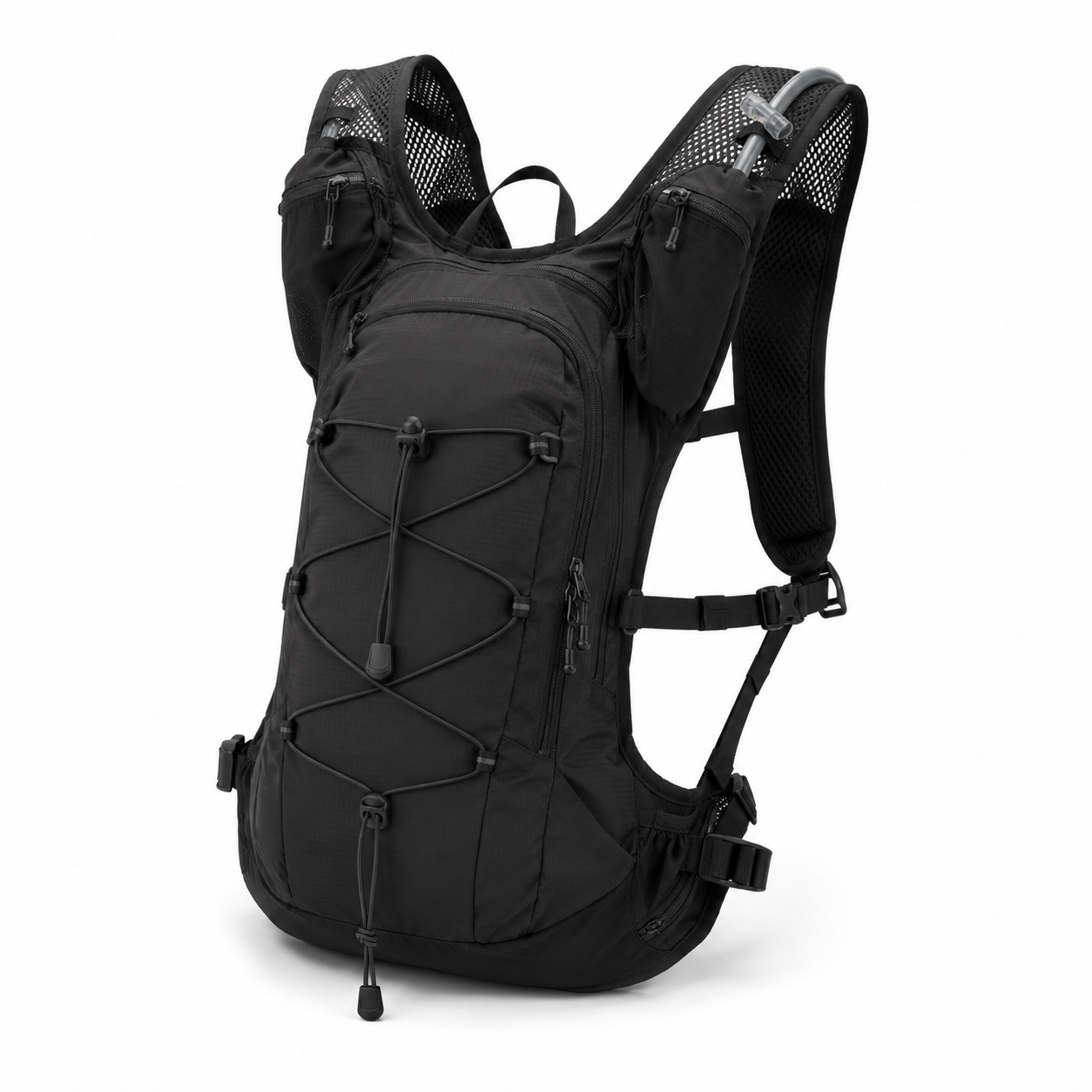 Sac à dos de trail 12 L noir mat avec poches poitrine
